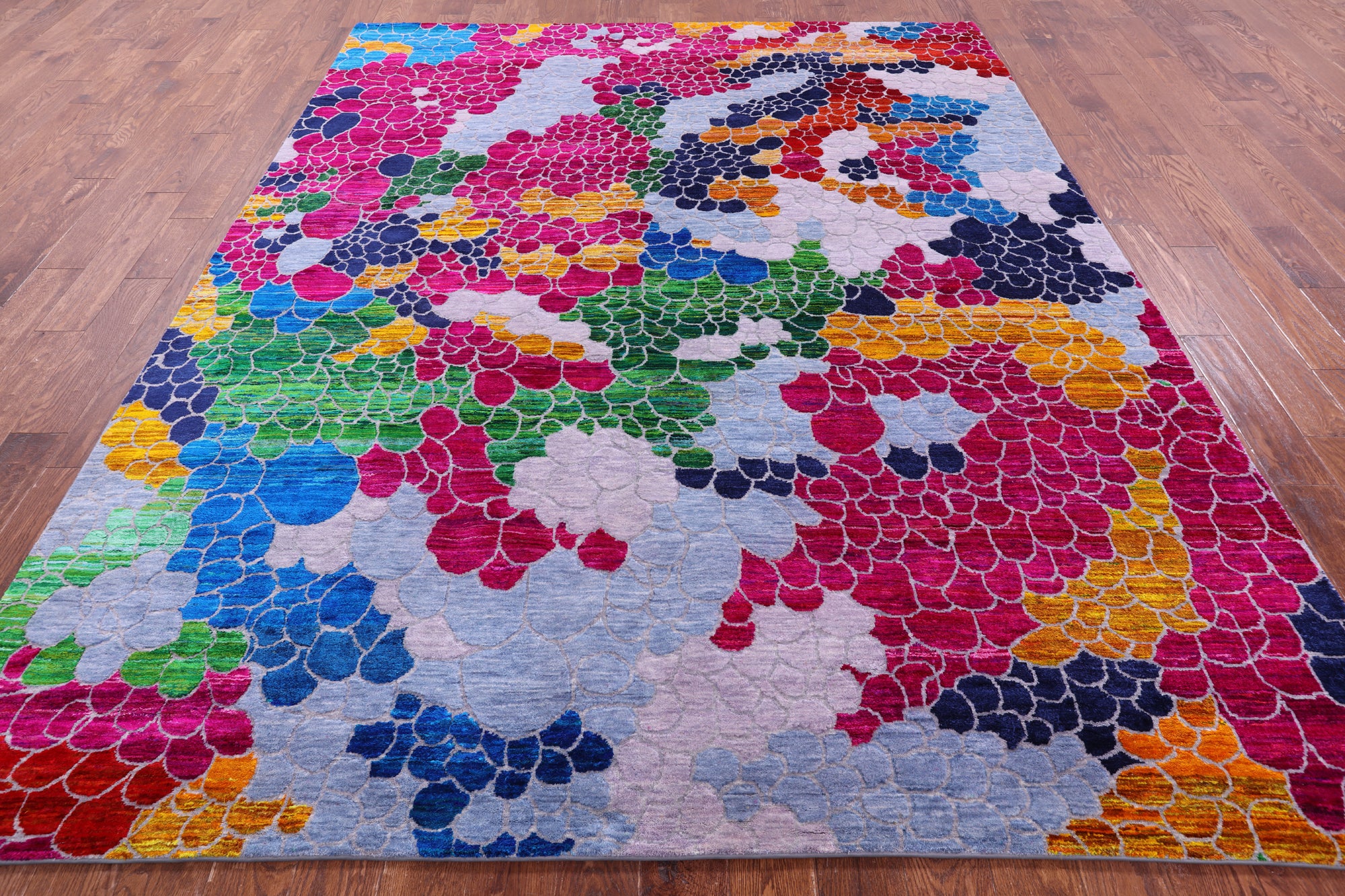 Abstract Contemporary Hand Knotted Wool & Silk Rug - 8' 2" X 10' 3" - Golden Nile