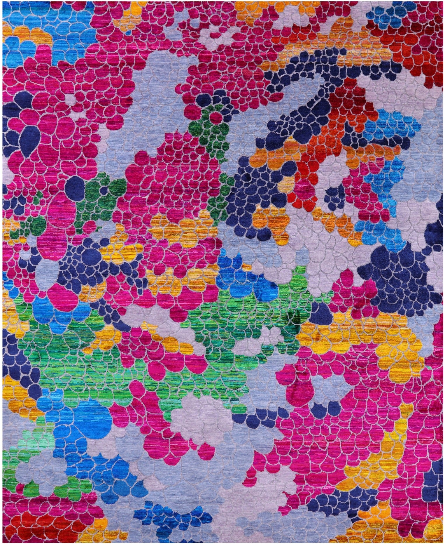 Abstract Contemporary Hand Knotted Wool & Silk Rug - 8' 2" X 10' 3" - Golden Nile