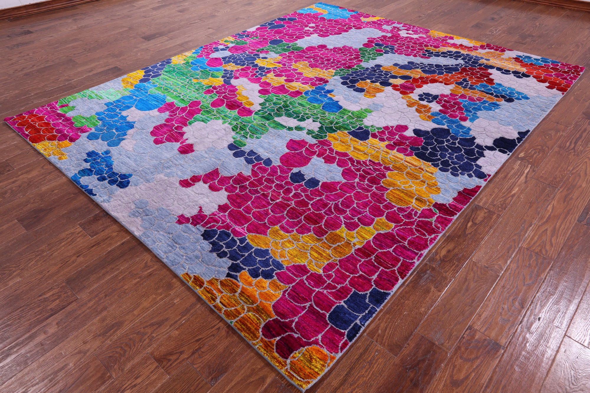 Abstract Contemporary Hand Knotted Wool & Silk Rug - 8' 2" X 10' 3" - Golden Nile