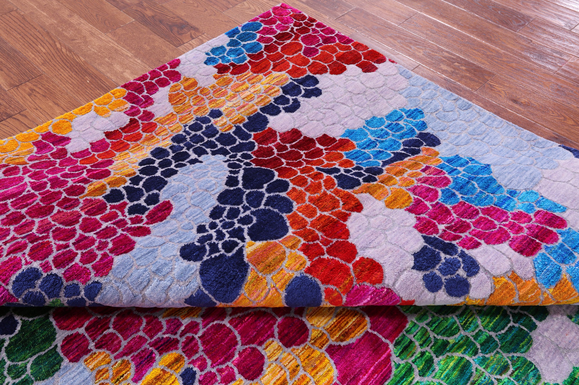 Abstract Contemporary Hand Knotted Wool & Silk Rug - 8' 2" X 10' 3" - Golden Nile