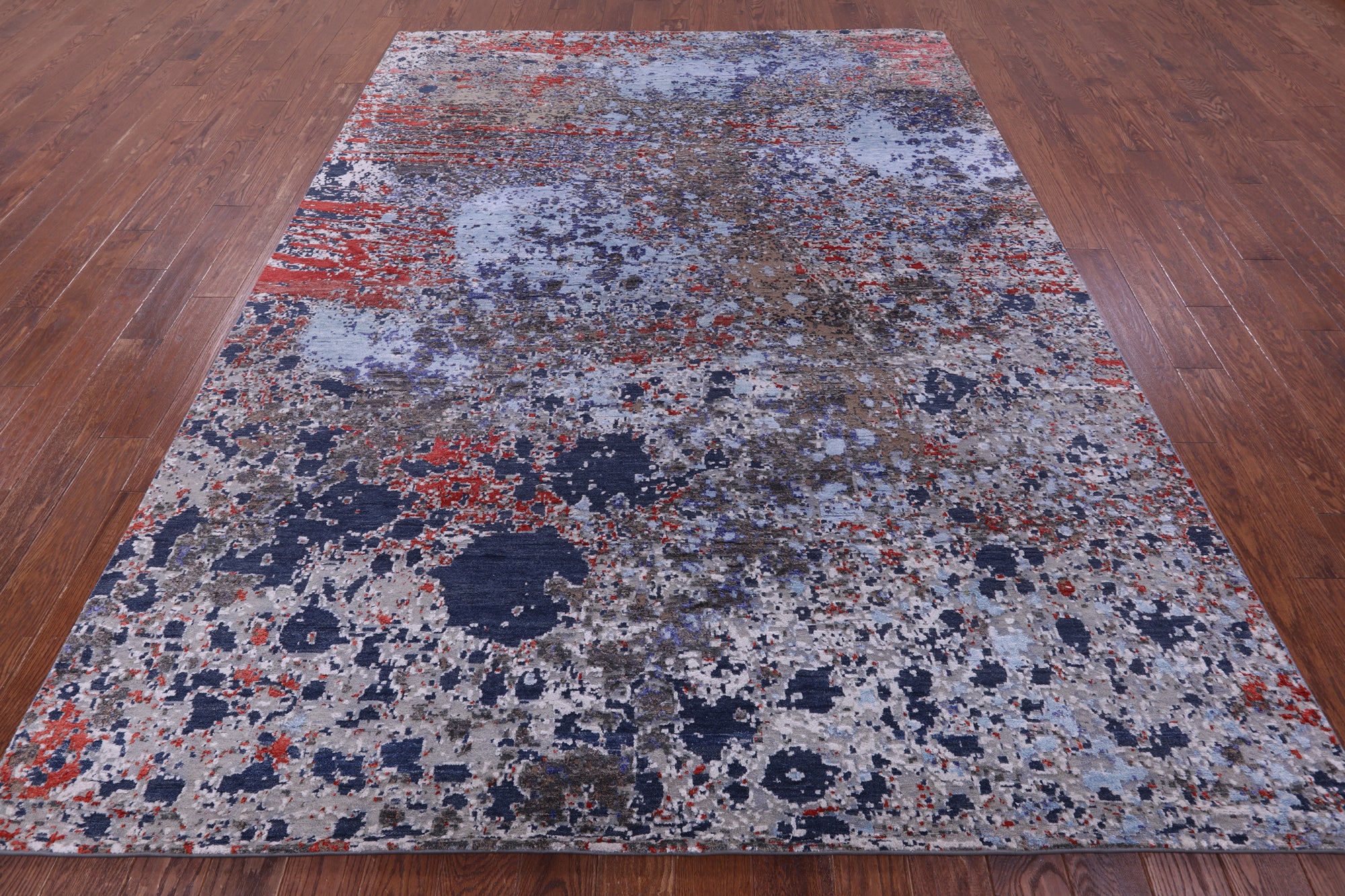 Abstract Contemporary Hand Knotted Wool & Silk Rug - 7' 10" X 10' 2" - Golden Nile