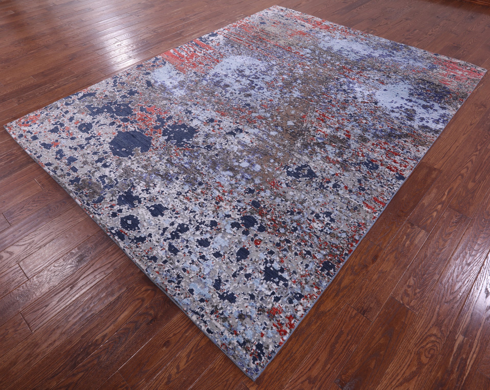 Abstract Contemporary Hand Knotted Wool & Silk Rug - 7' 10" X 10' 2" - Golden Nile