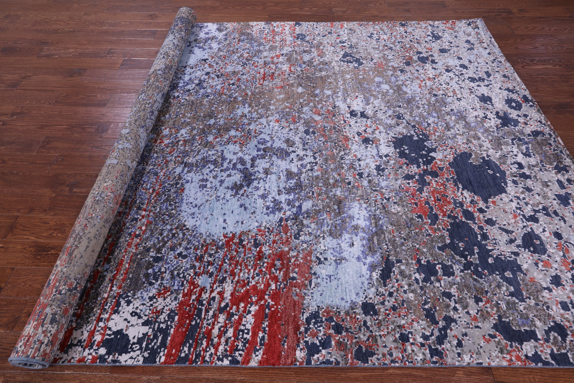 Abstract Contemporary Hand Knotted Wool & Silk Rug - 7' 10" X 10' 2" - Golden Nile