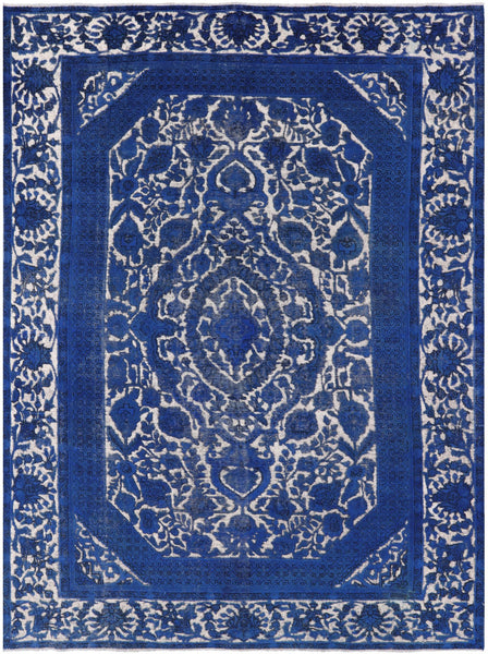 Blue Persian Overdyed Hand Knotted Wool Area Rug - 9' 3" X 12' 0" - Golden Nile
