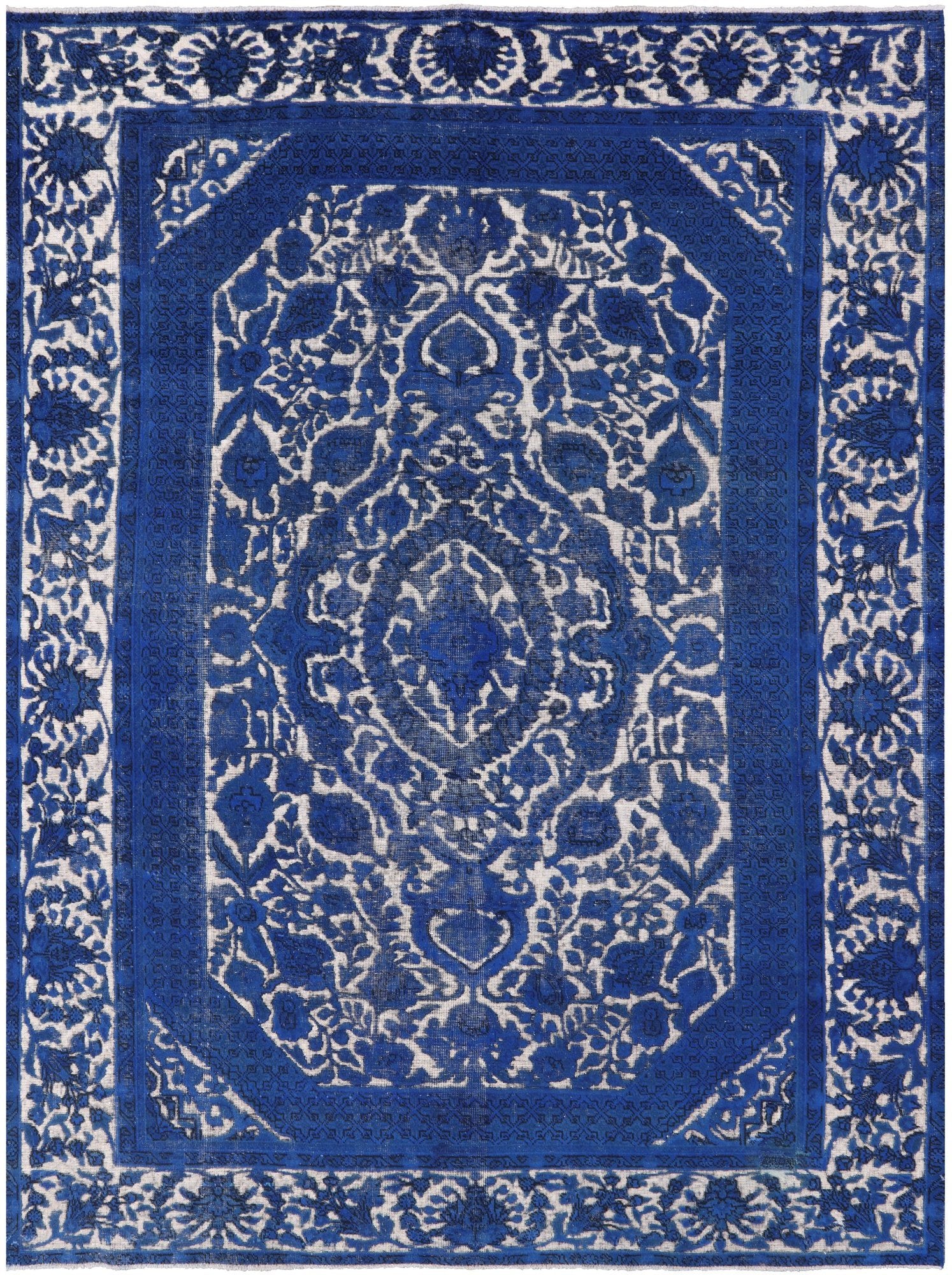 Blue Persian Overdyed Hand Knotted Wool Area Rug - 9' 3" X 12' 0" - Golden Nile