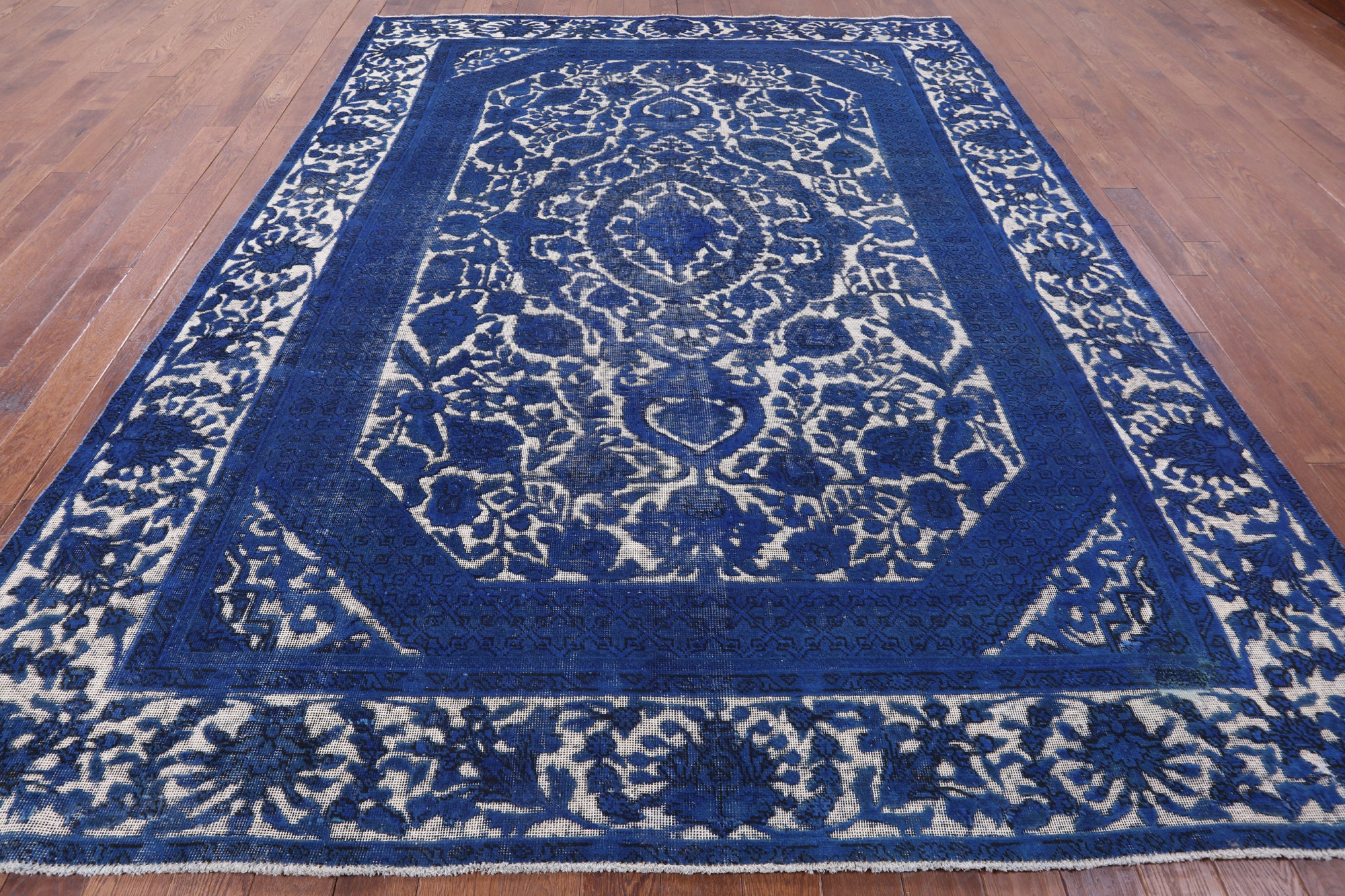 Blue Persian Overdyed Hand Knotted Wool Area Rug - 9' 3" X 12' 0" - Golden Nile