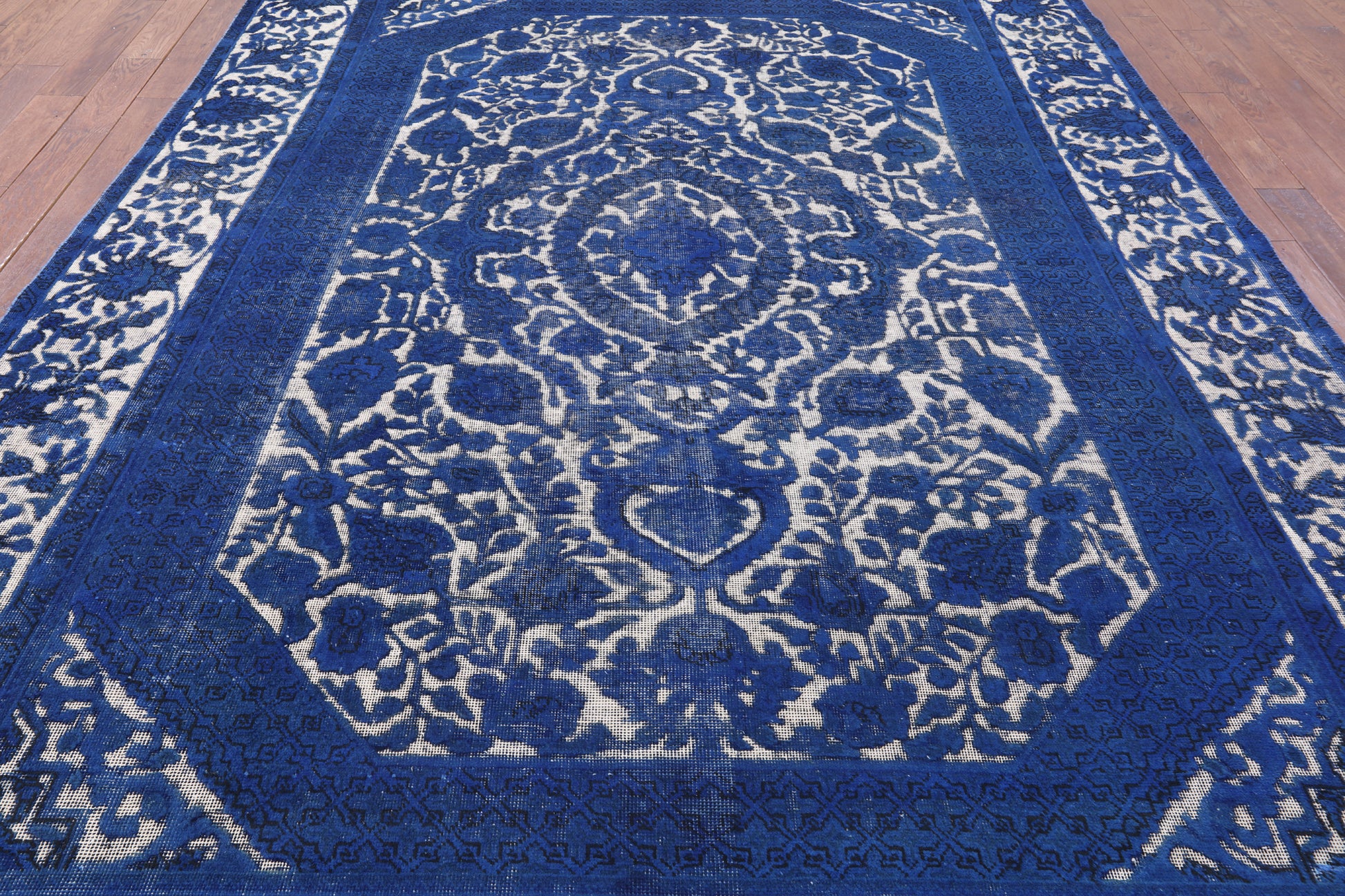 Blue Persian Overdyed Hand Knotted Wool Area Rug - 9' 3" X 12' 0" - Golden Nile
