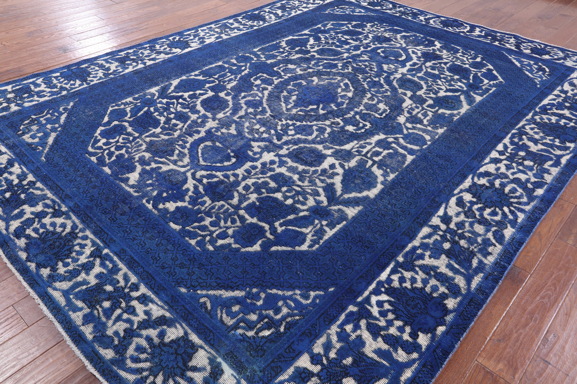 Blue Persian Overdyed Hand Knotted Wool Area Rug - 9' 3" X 12' 0" - Golden Nile