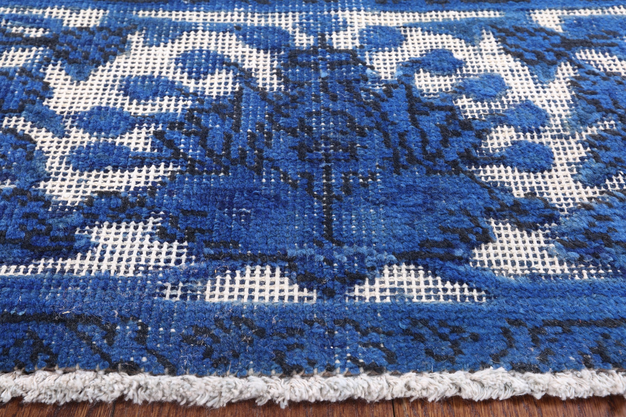 Blue Persian Overdyed Hand Knotted Wool Area Rug - 9' 3" X 12' 0" - Golden Nile
