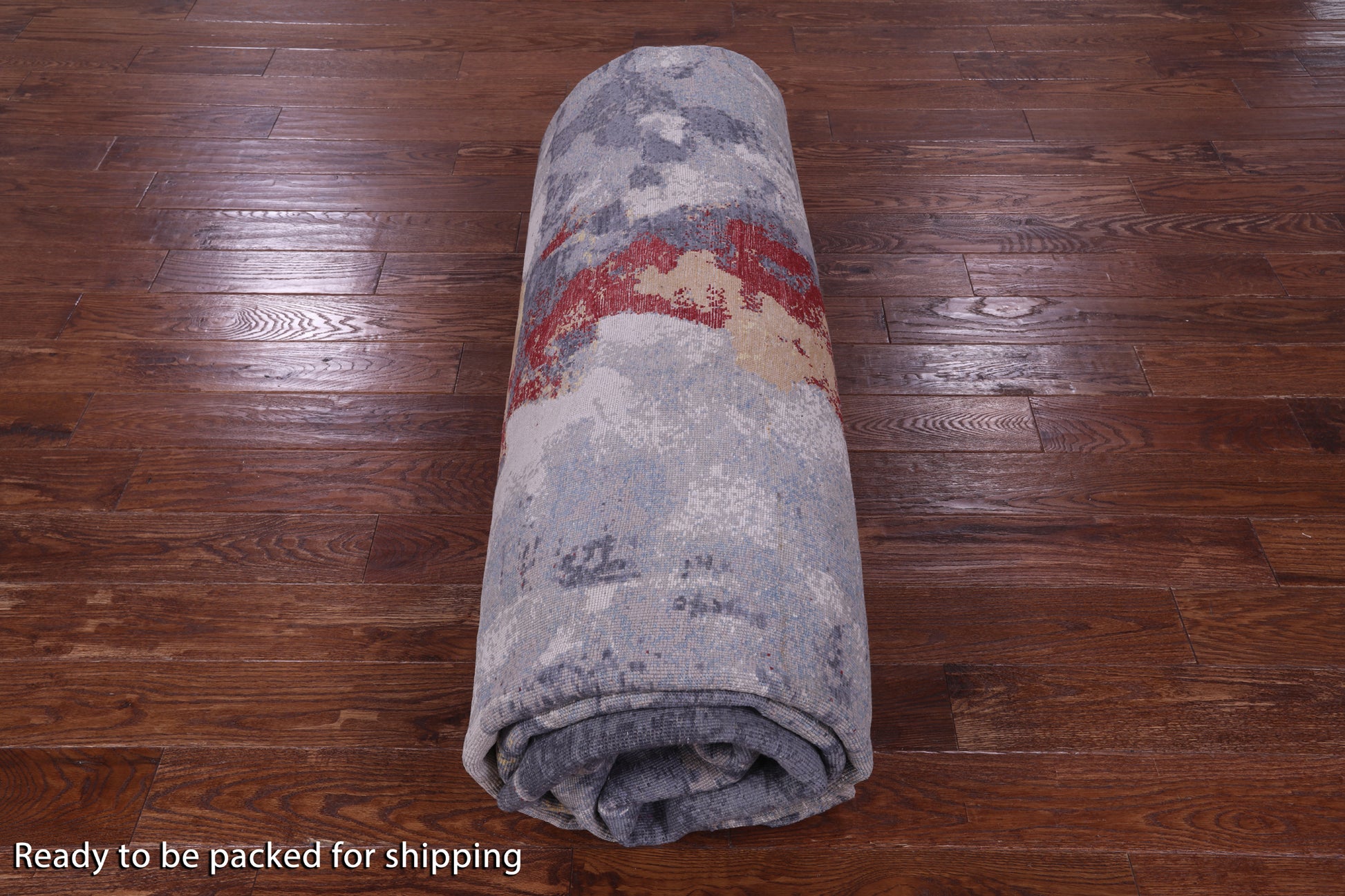 Woman Under The Rain Contemporary Hand Knotted Wool & Silk Rug - 12' 0" X 14' 3" - Golden Nile