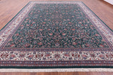 Green Fine Persian Kashan Hand Knotted Wool & Silk Rug - 11' 7" X 15' 0" - Golden Nile