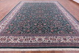 Green Fine Persian Kashan Hand Knotted Wool & Silk Rug - 11' 7" X 15' 0" - Golden Nile