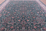 Green Fine Persian Kashan Hand Knotted Wool & Silk Rug - 11' 7" X 15' 0" - Golden Nile