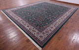 Green Fine Persian Kashan Hand Knotted Wool & Silk Rug - 11' 7" X 15' 0" - Golden Nile