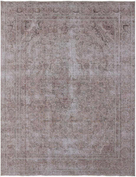Ivory Persian Vintage White Wash Handmade Wool Area Rug - 9' 5" X 12' 2" - Golden Nile
