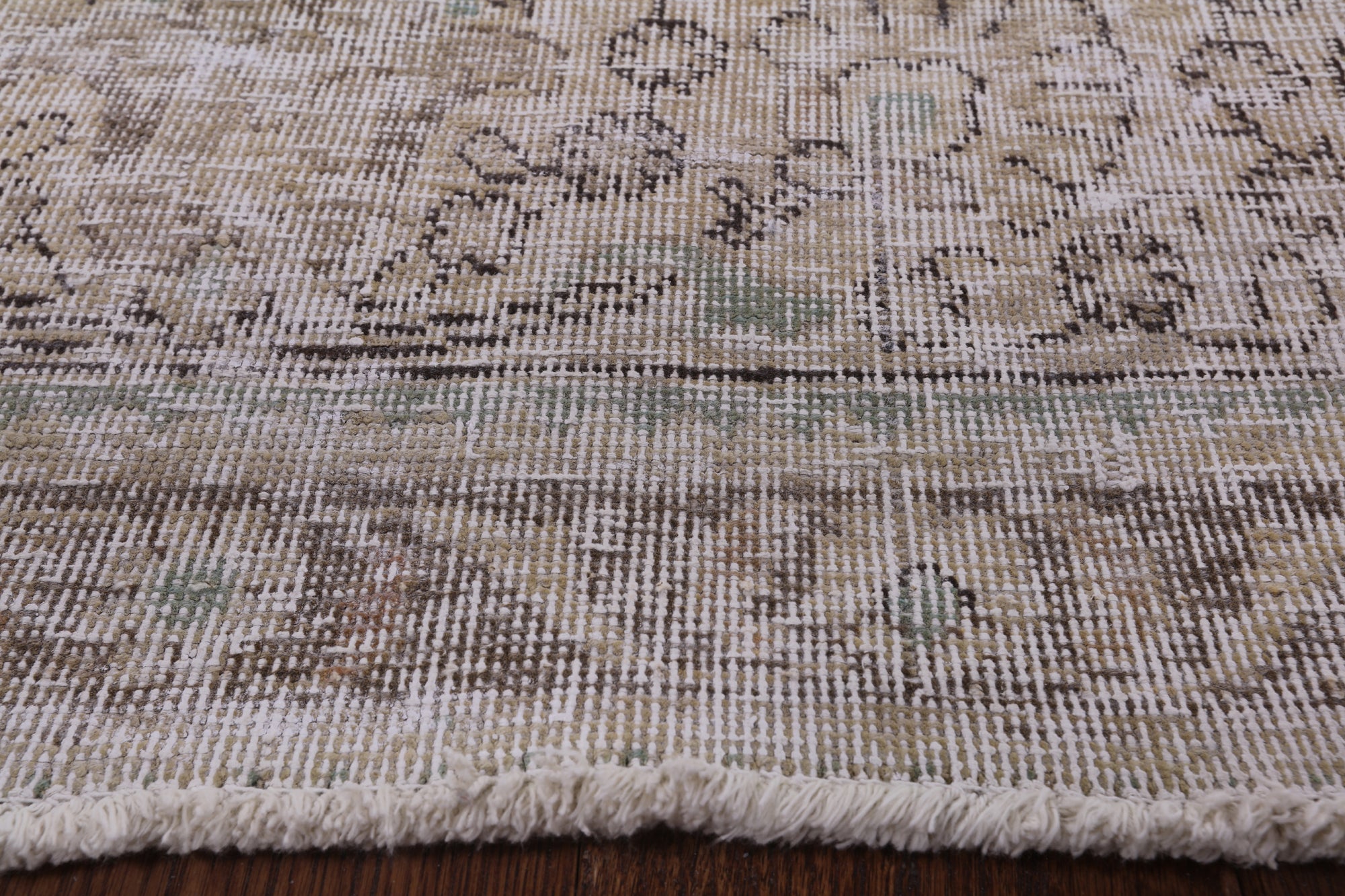 Ivory Persian Vintage White Wash Handmade Wool Area Rug - 9' 5" X 12' 2" - Golden Nile