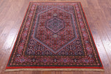 Red Persian Super Bijar Hand Knotted Wool Rug - 4' 1" X 5' 10" - Golden Nile