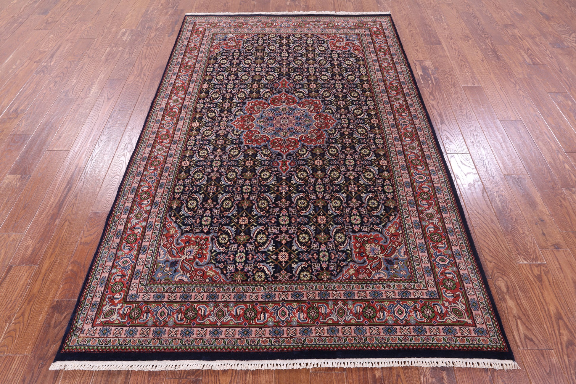 Blue Persian Super Bijar Hand Knotted Wool Rug - 5' 6" X 8' 3" - Golden Nile