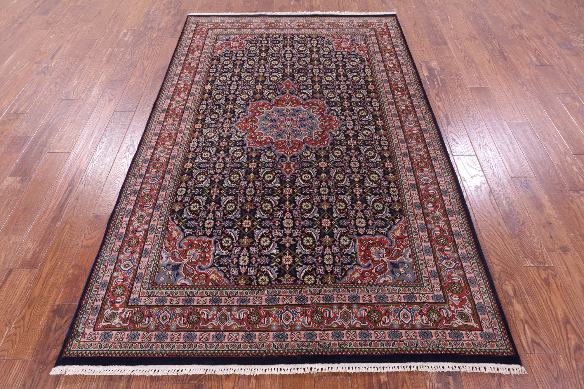 Blue Persian Super Bijar Hand Knotted Wool Rug - 5' 6" X 8' 3" - Golden Nile