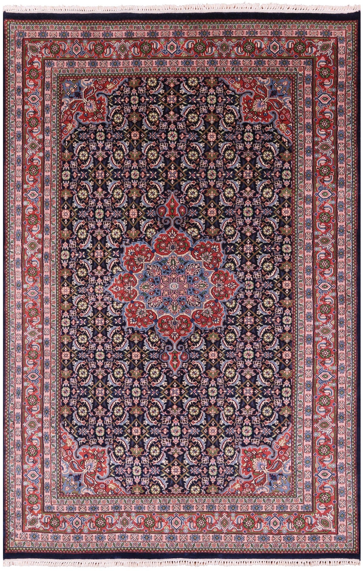 Blue Persian Super Bijar Hand Knotted Wool Rug - 5' 6" X 8' 3" - Golden Nile