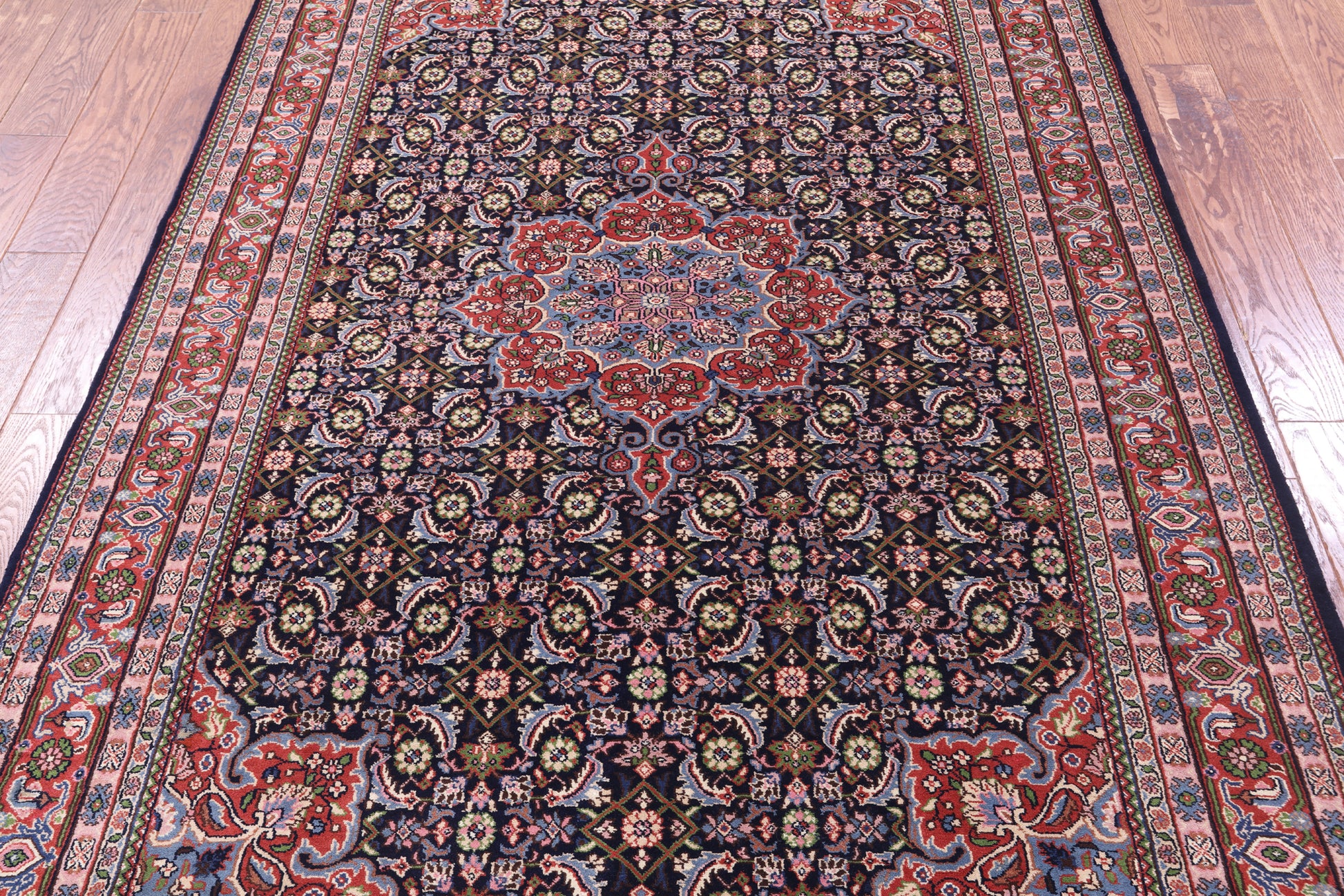 Blue Persian Super Bijar Hand Knotted Wool Rug - 5' 6" X 8' 3" - Golden Nile
