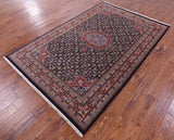 Blue Persian Super Bijar Hand Knotted Wool Rug - 5' 6" X 8' 3" - Golden Nile