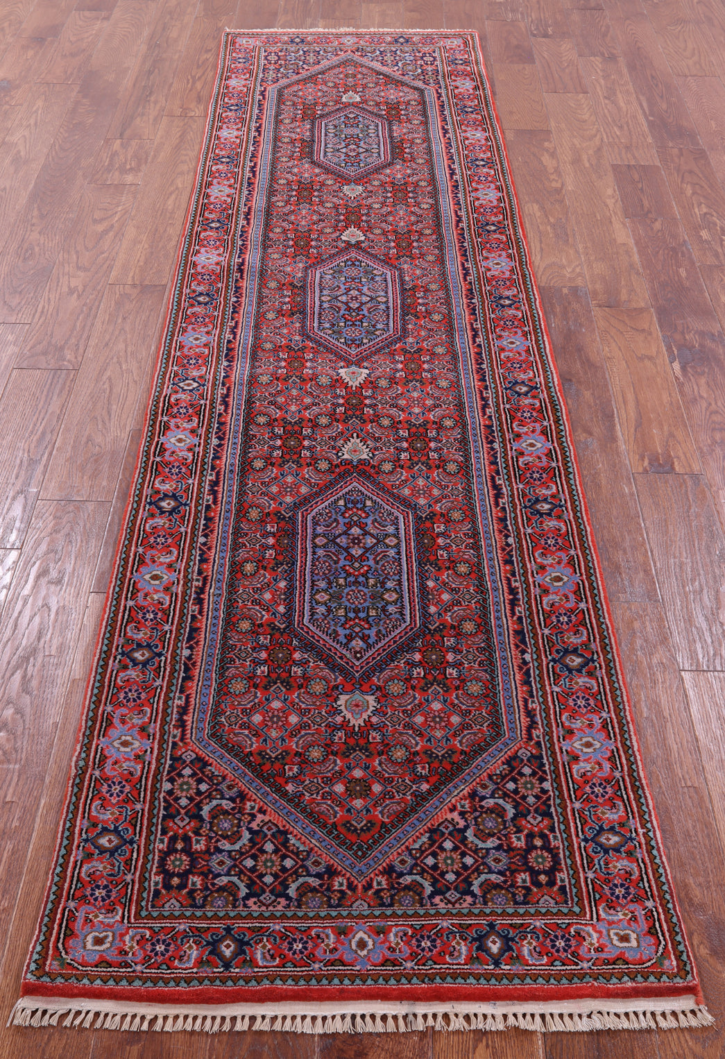 Red Persian Super Bijar Hand Knotted Wool Runner Rug - 2' 6" X 9' 10" - Golden Nile