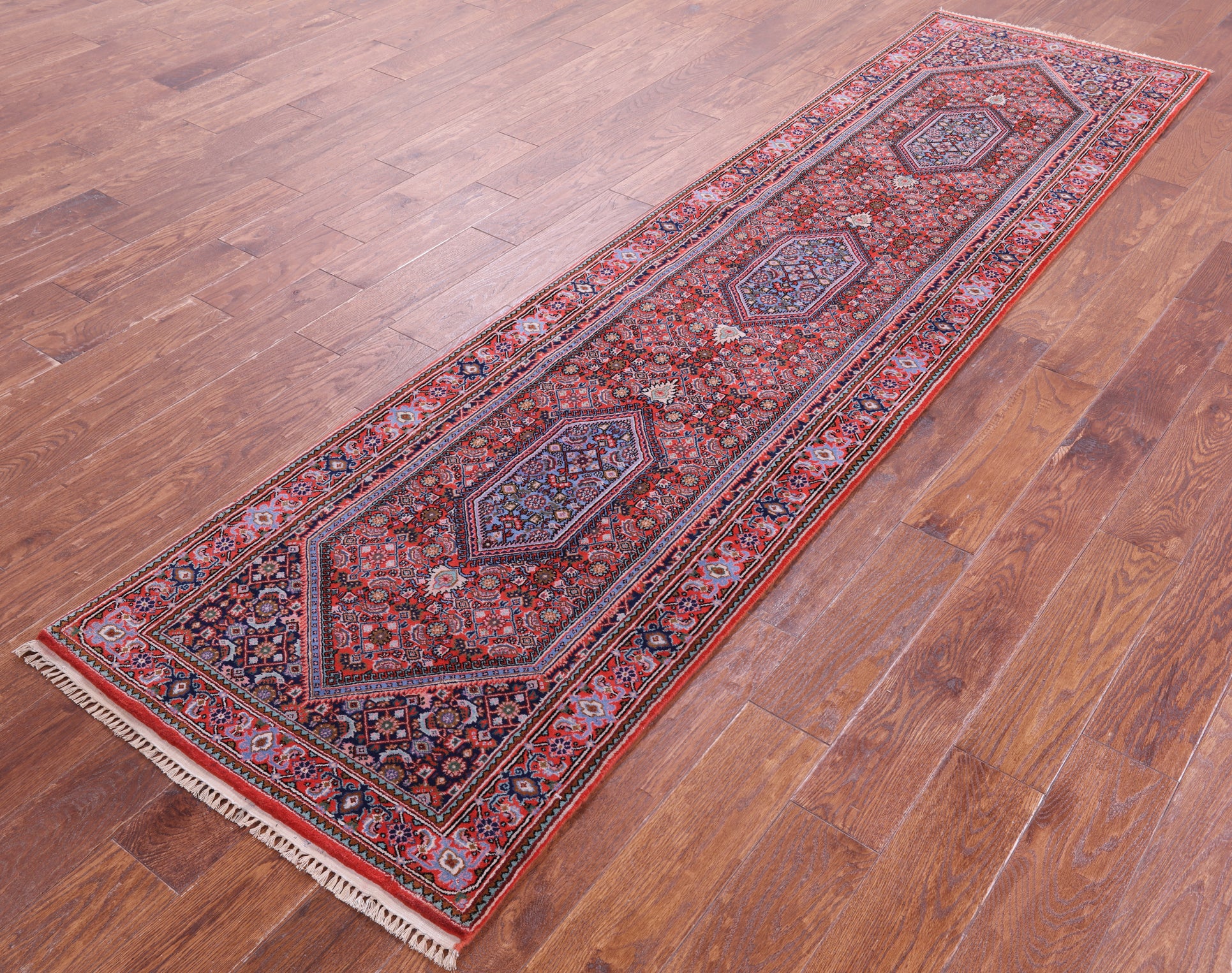 Red Persian Super Bijar Hand Knotted Wool Runner Rug - 2' 6" X 9' 10" - Golden Nile