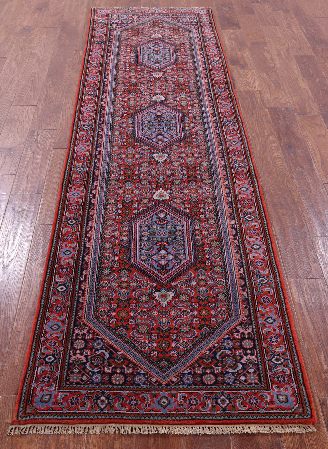Red Persian Super Bijar Hand Knotted Wool Runner Rug - 2' 8" X 9' 7" - Golden Nile
