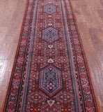 Red Persian Super Bijar Hand Knotted Wool Runner Rug - 2' 8" X 9' 7" - Golden Nile