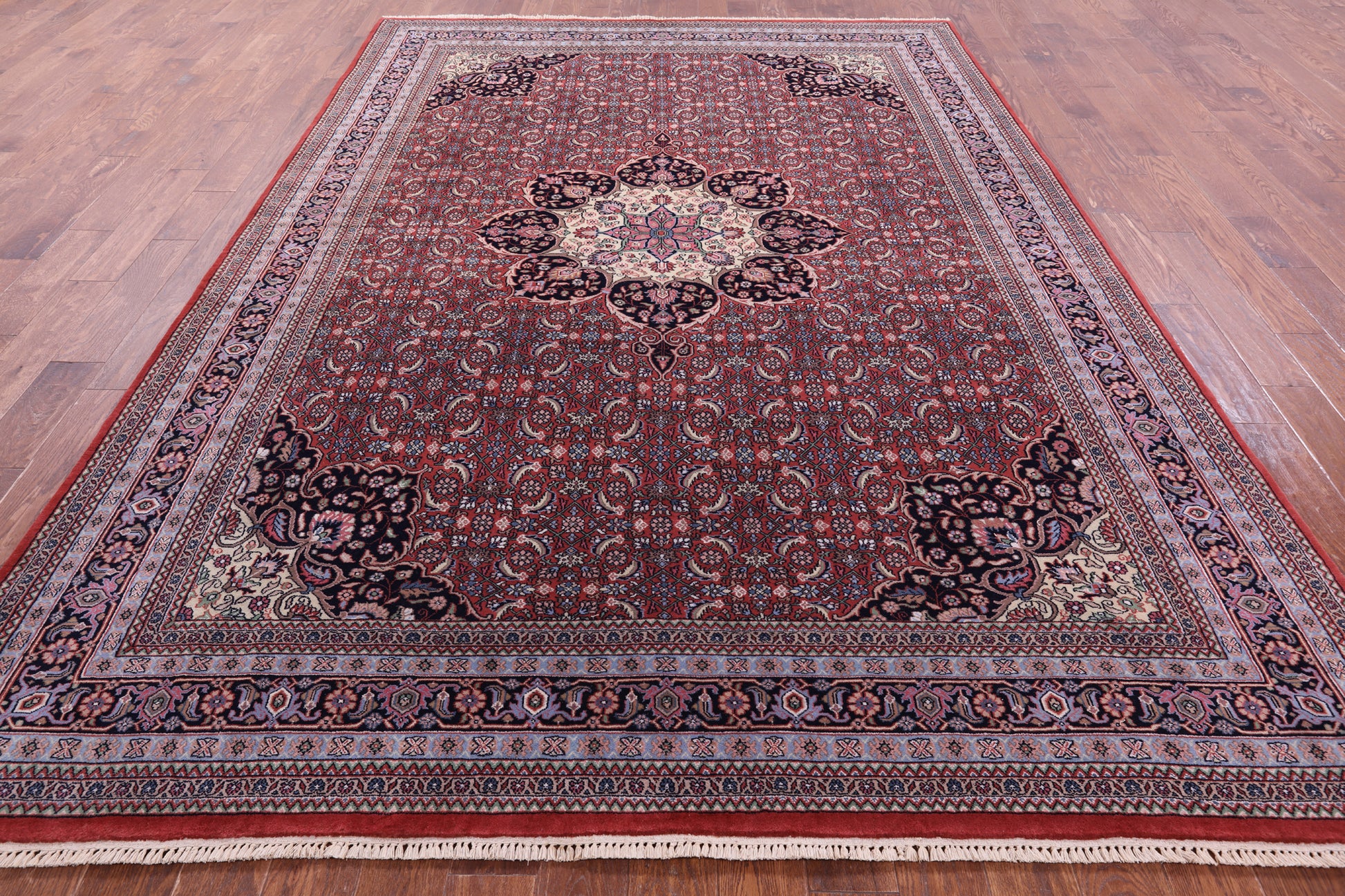 Red Persian Super Bijar Hand Knotted Wool Rug - 8' 0" X 11' 6" - Golden Nile