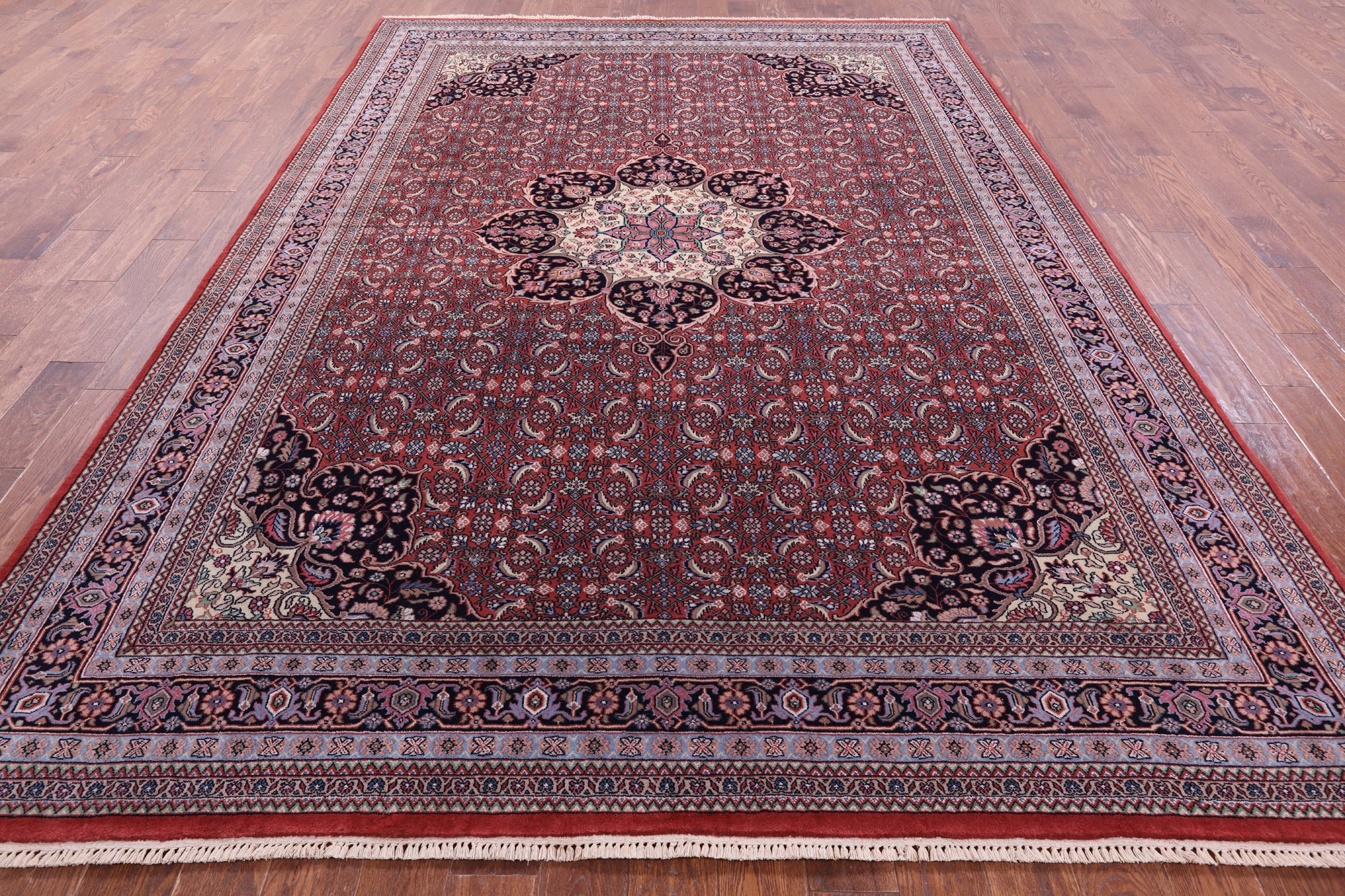 Red Persian Super Bijar Hand Knotted Wool Rug - 8' 0" X 11' 6" - Golden Nile