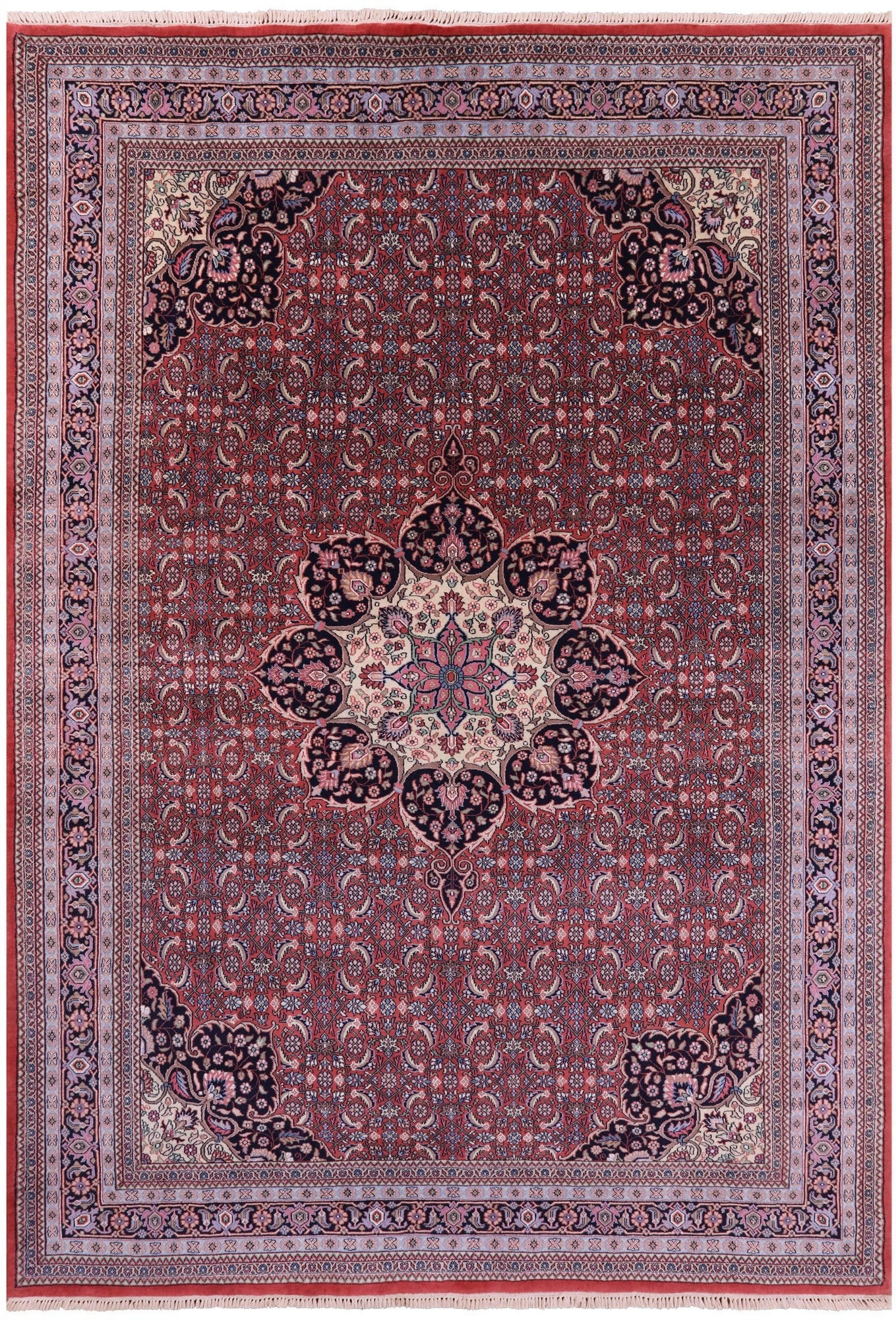 Red Persian Super Bijar Hand Knotted Wool Rug - 8' 0" X 11' 6" - Golden Nile