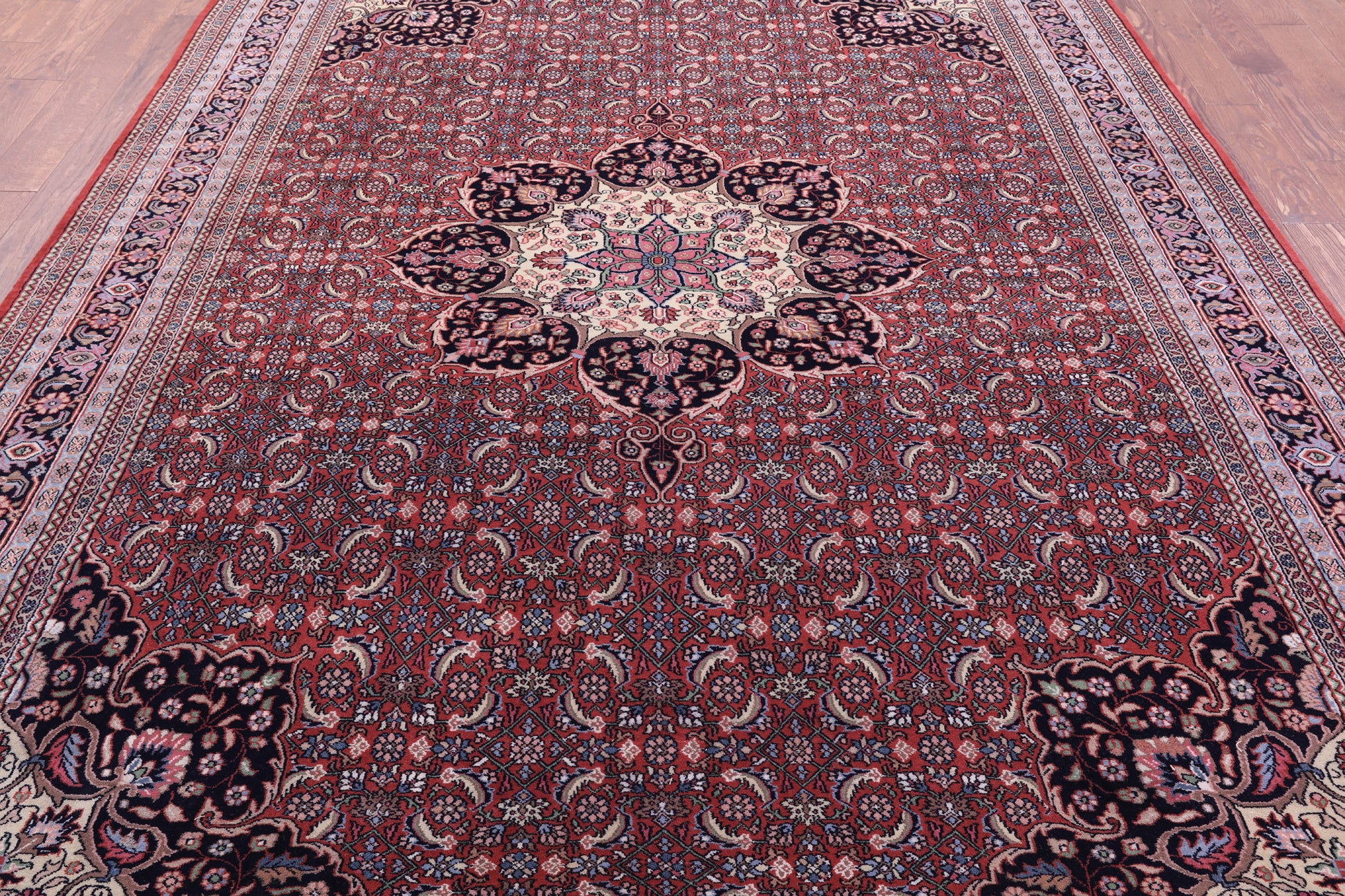 Red Persian Super Bijar Hand Knotted Wool Rug - 8' 0" X 11' 6" - Golden Nile