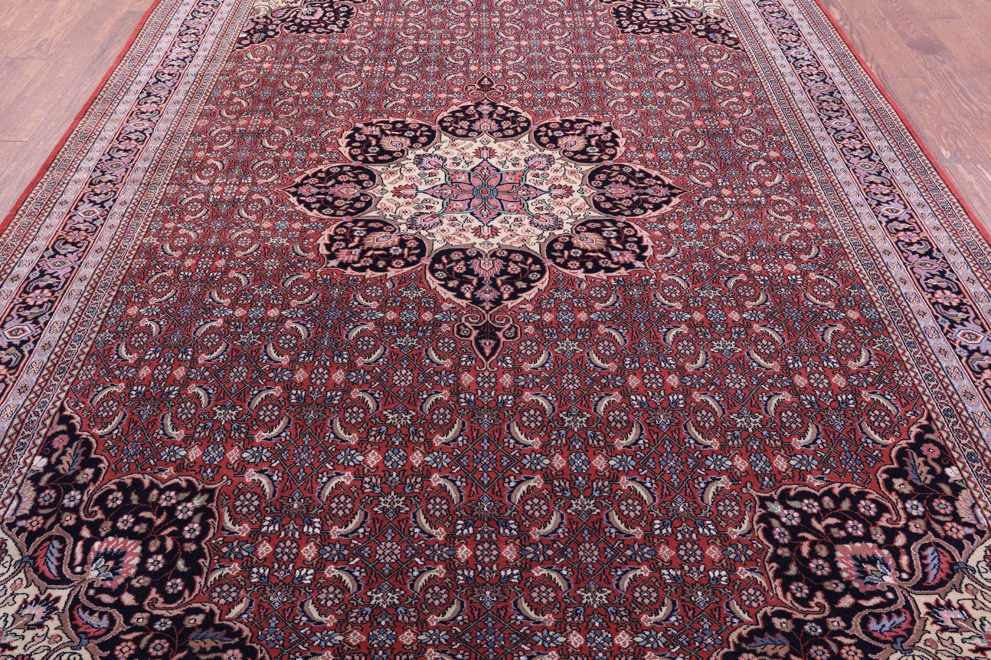 Red Persian Super Bijar Hand Knotted Wool Rug - 8' 0" X 11' 6" - Golden Nile