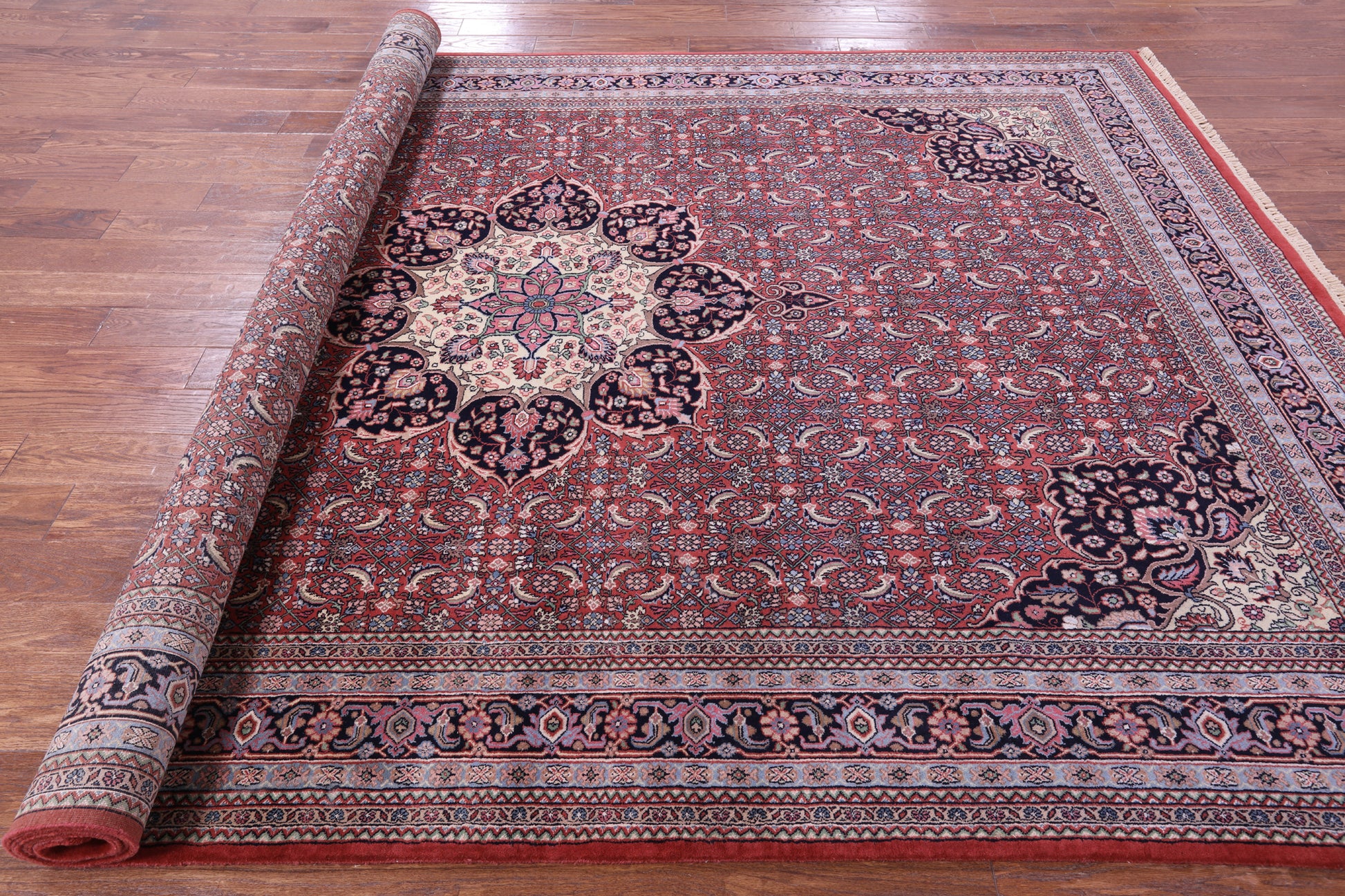 Red Persian Super Bijar Hand Knotted Wool Rug - 8' 0" X 11' 6" - Golden Nile