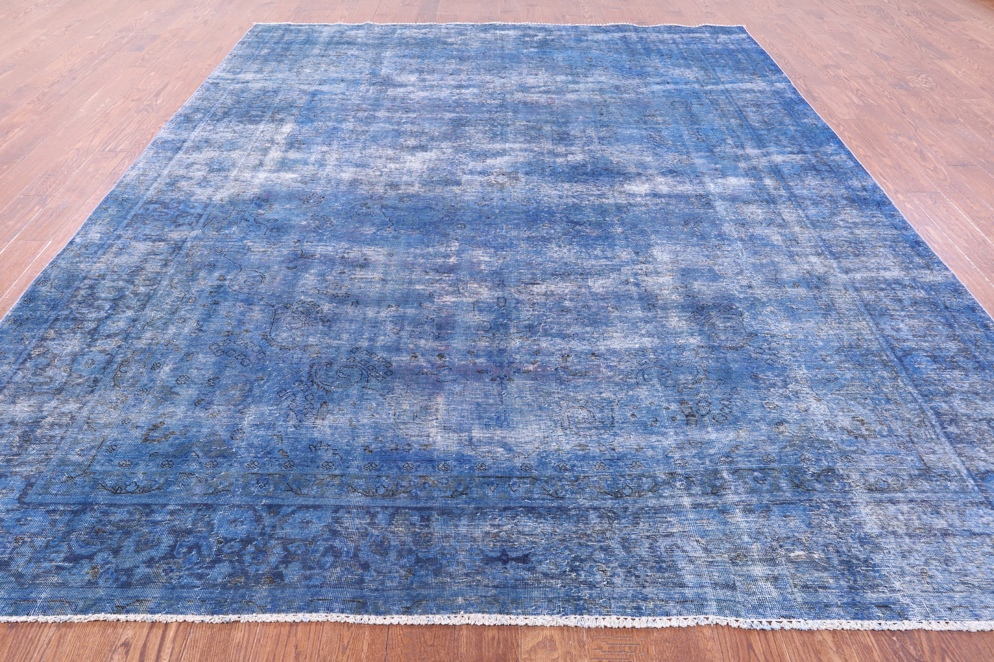 Blue Persian Overdyed Handmade Wool Rug - 9' 8" X 12' 2" - Golden Nile