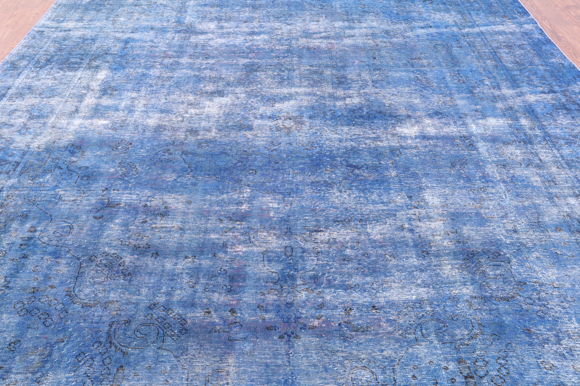 Blue Persian Overdyed Handmade Wool Rug - 9' 8" X 12' 2" - Golden Nile