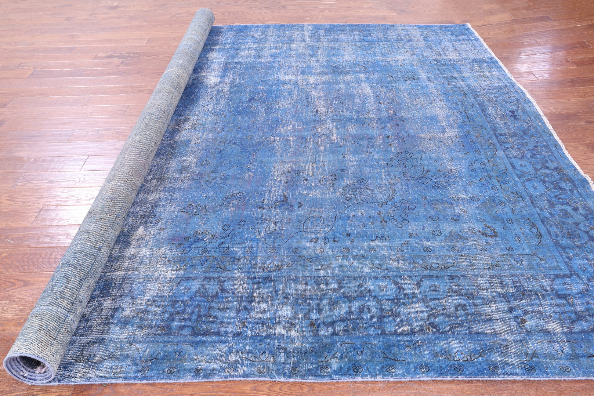 Blue Persian Overdyed Handmade Wool Rug - 9' 8" X 12' 2" - Golden Nile