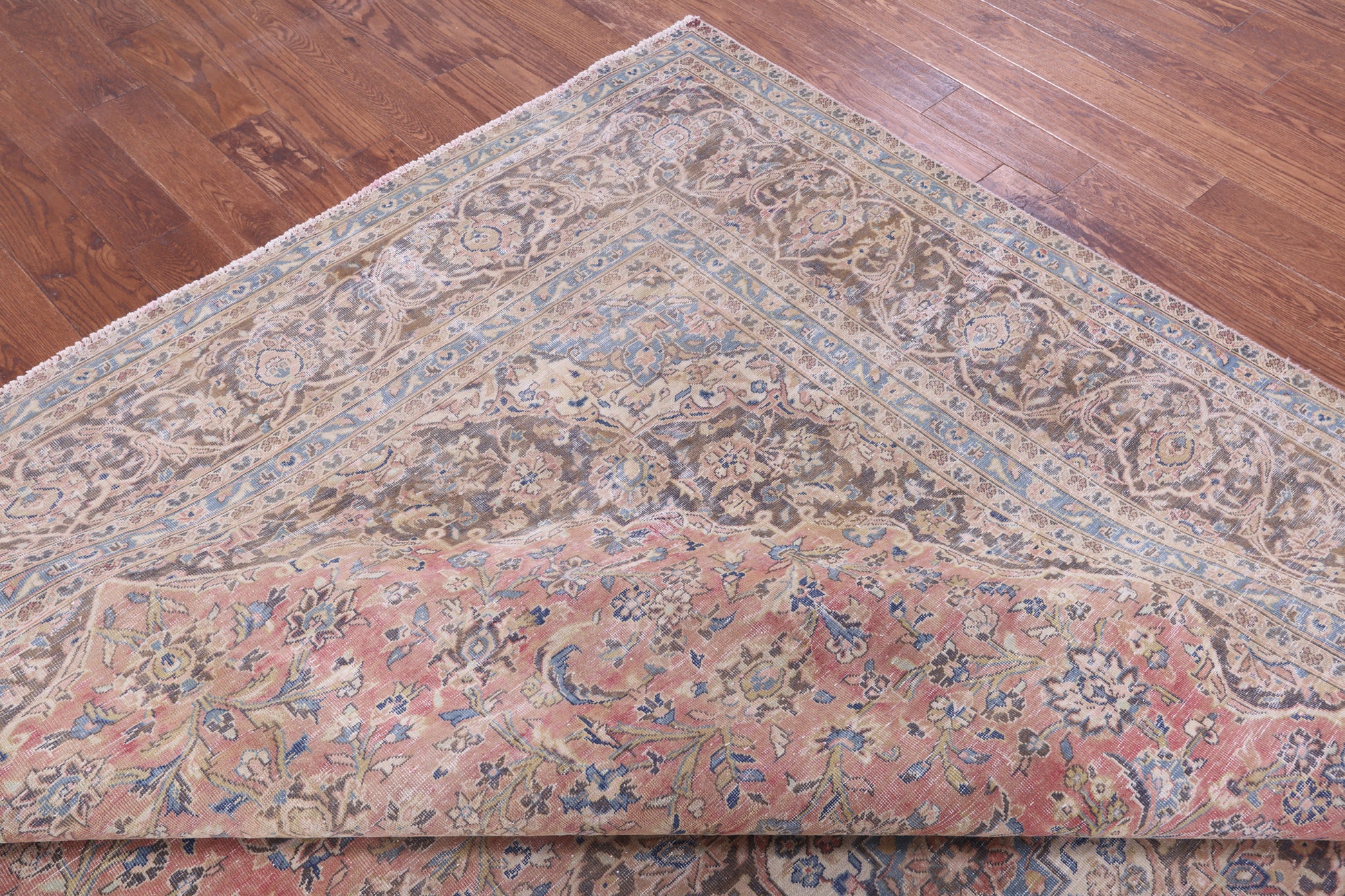 Pink Persian Mashad Overdyed Hand Knotted Wool Rug - 9' 8" X 12' 9" - Golden Nile