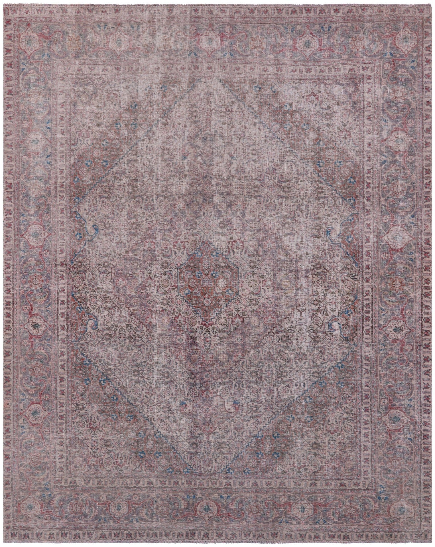 Ivory Persian Overdyed Hand Knotted Wool Rug - 9' 7" X 11' 10" - Golden Nile