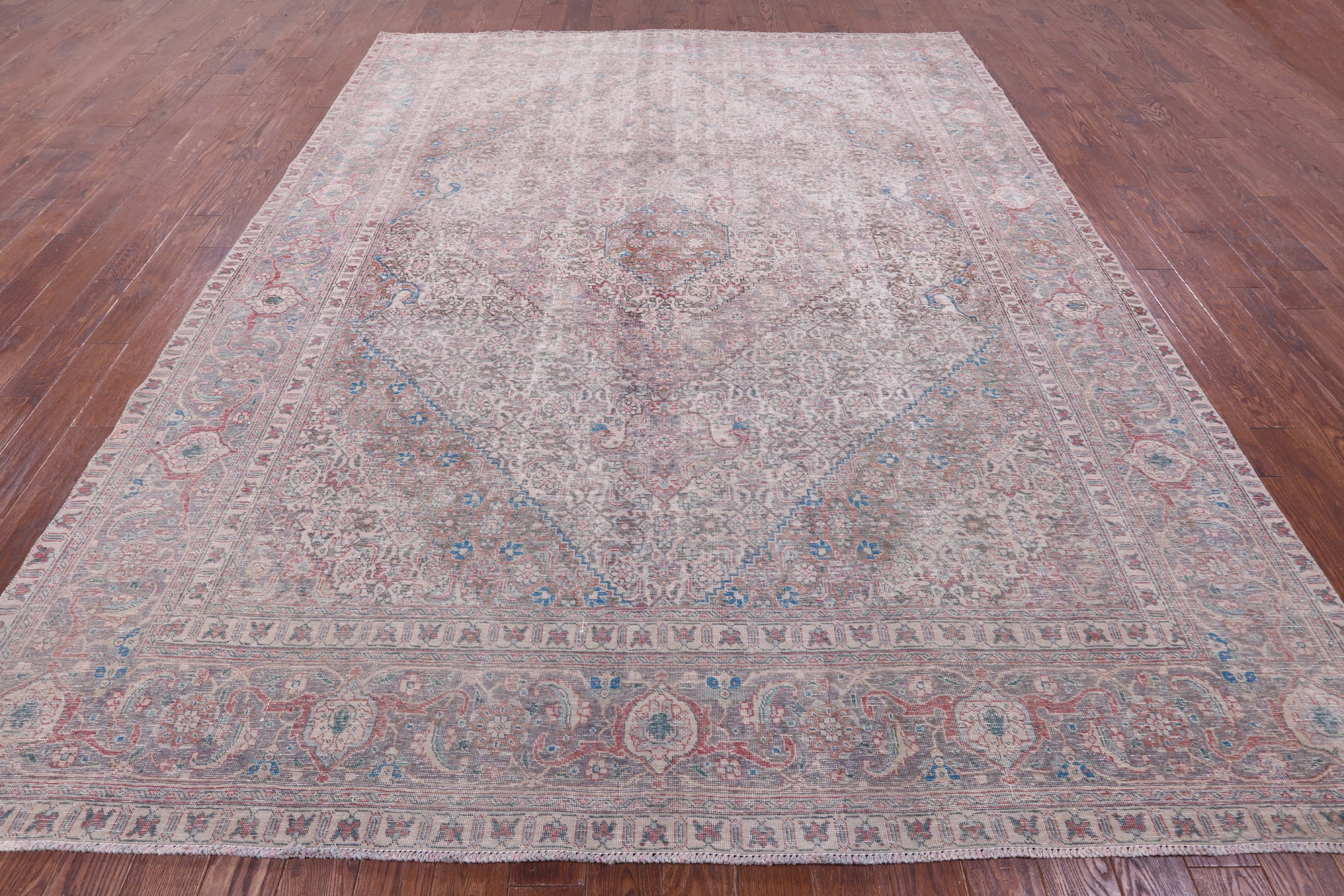 Ivory Persian Overdyed Hand Knotted Wool Rug - 9' 7" X 11' 10" - Golden Nile