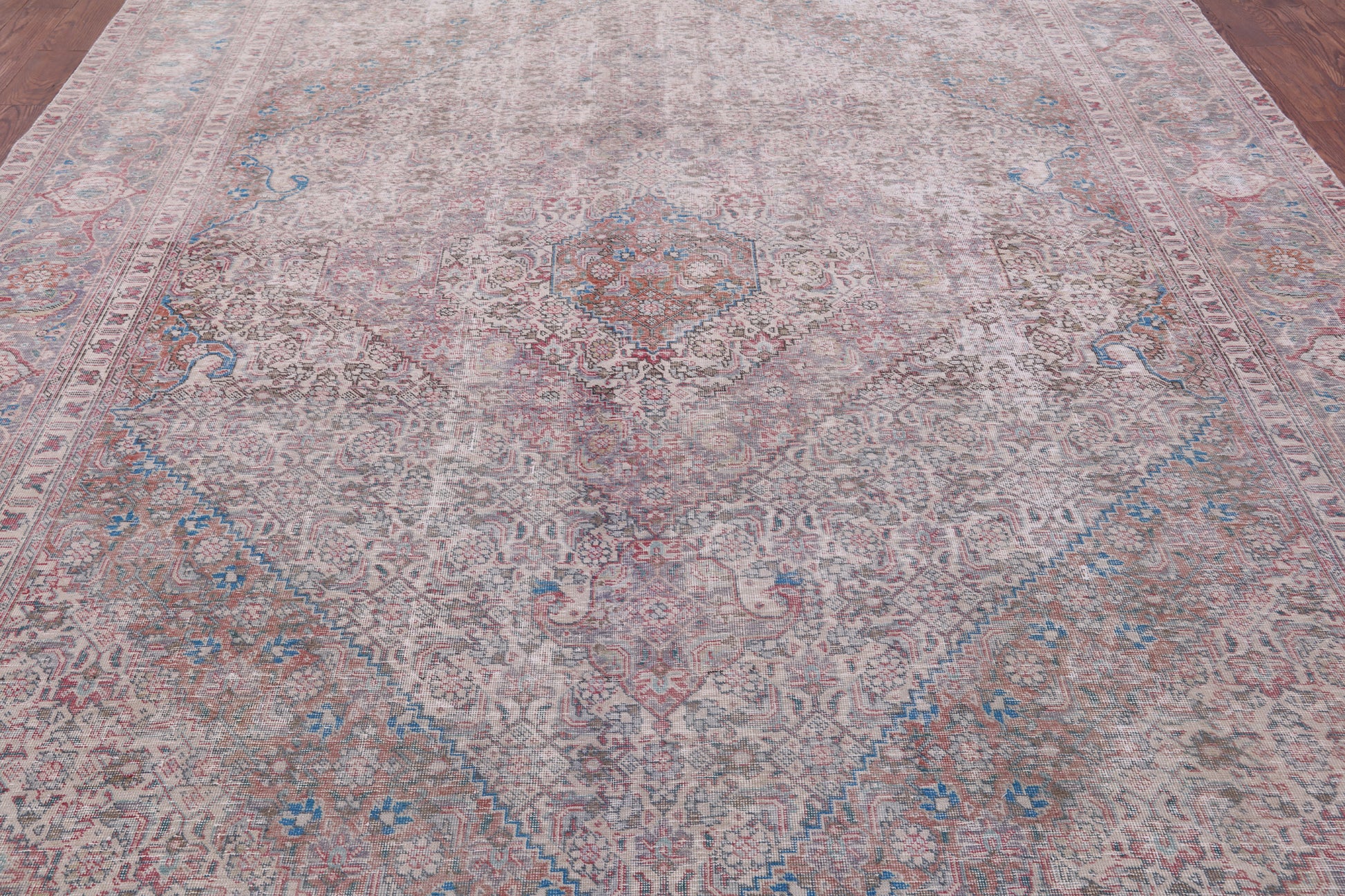 Ivory Persian Overdyed Hand Knotted Wool Rug - 9' 7" X 11' 10" - Golden Nile