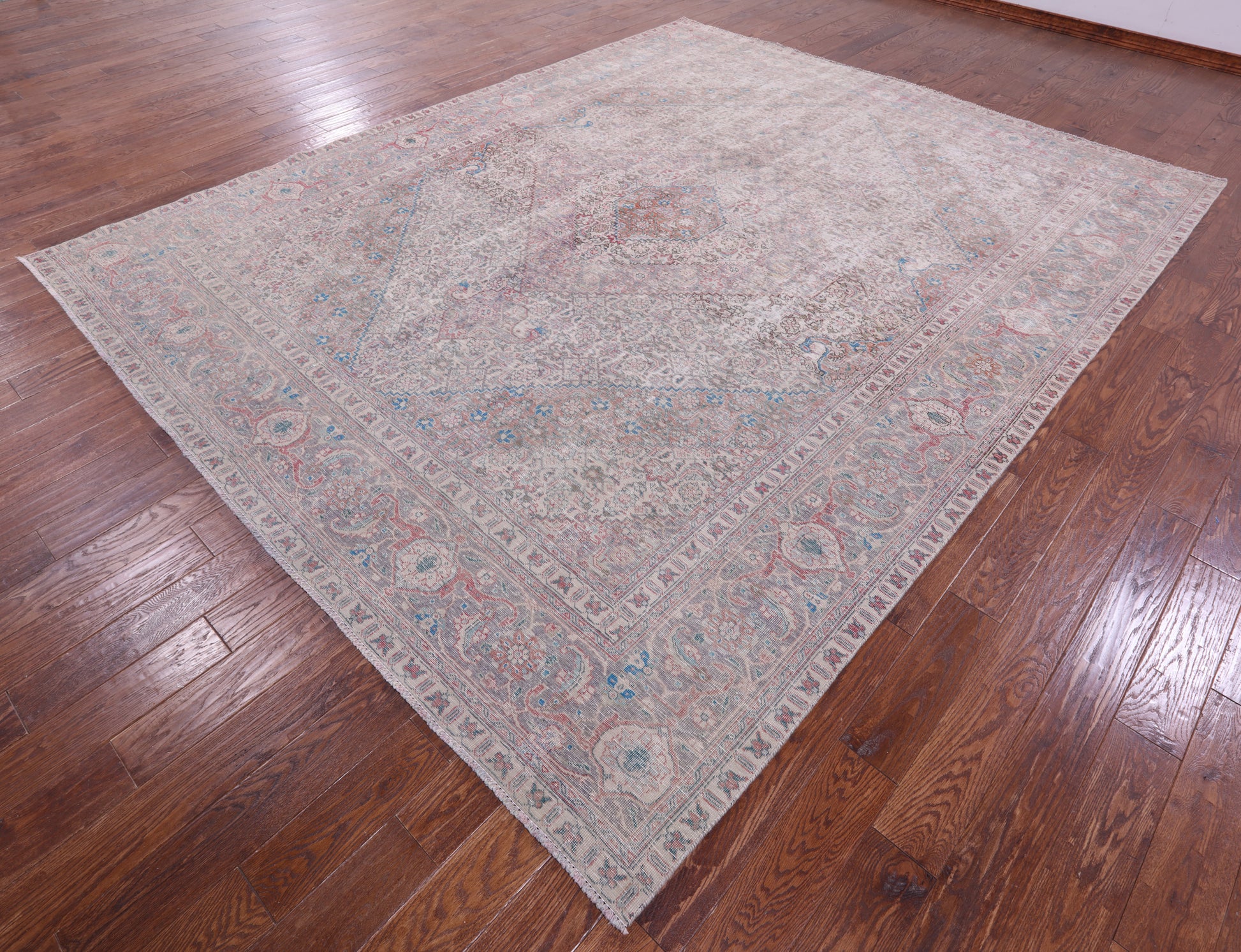 Ivory Persian Overdyed Hand Knotted Wool Rug - 9' 7" X 11' 10" - Golden Nile