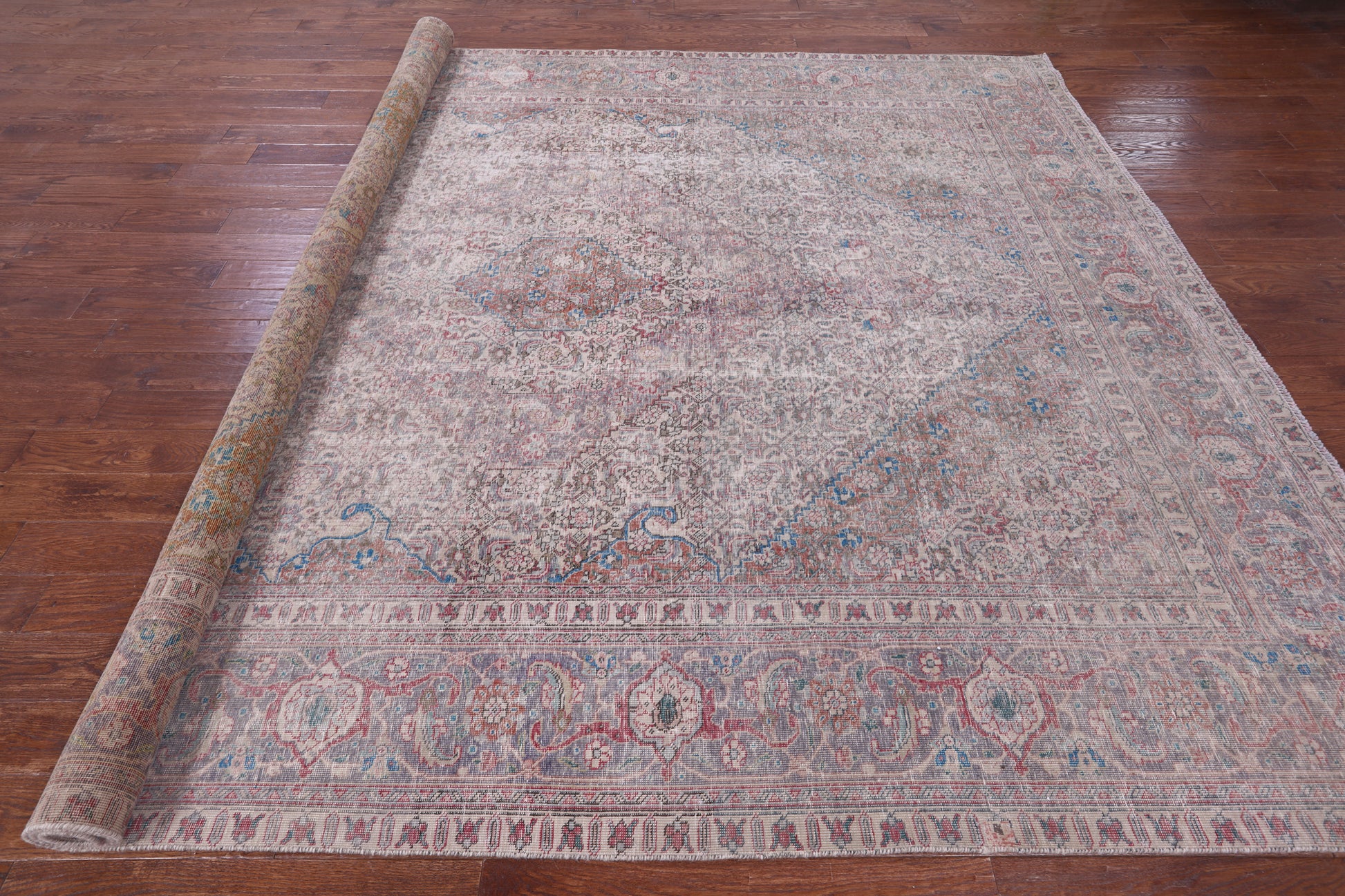 Ivory Persian Overdyed Hand Knotted Wool Rug - 9' 7" X 11' 10" - Golden Nile