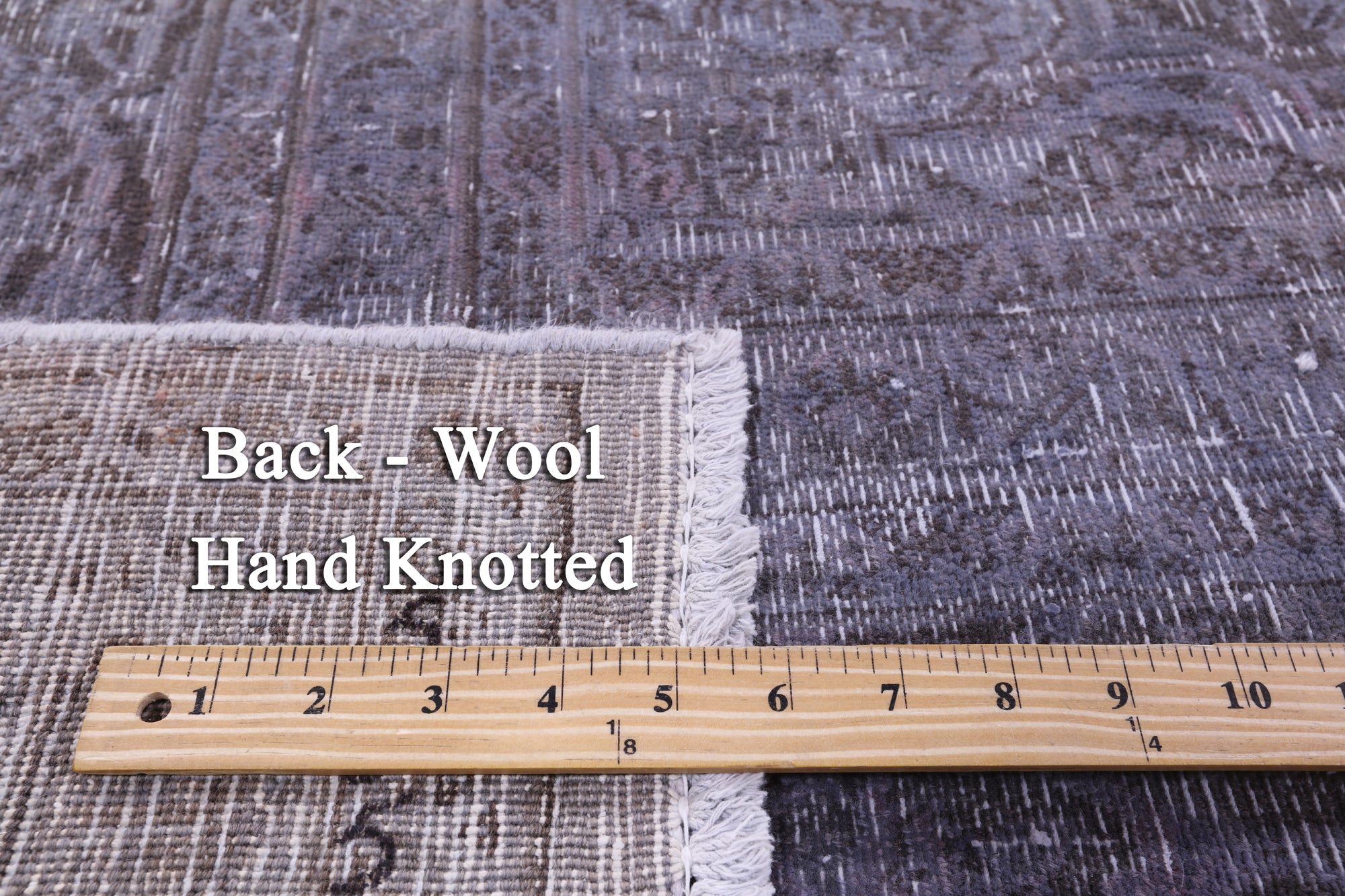 Grey Persian Overdyed Hand Knotted Wool Rug - 9' 8" X 12' 4" - Golden Nile