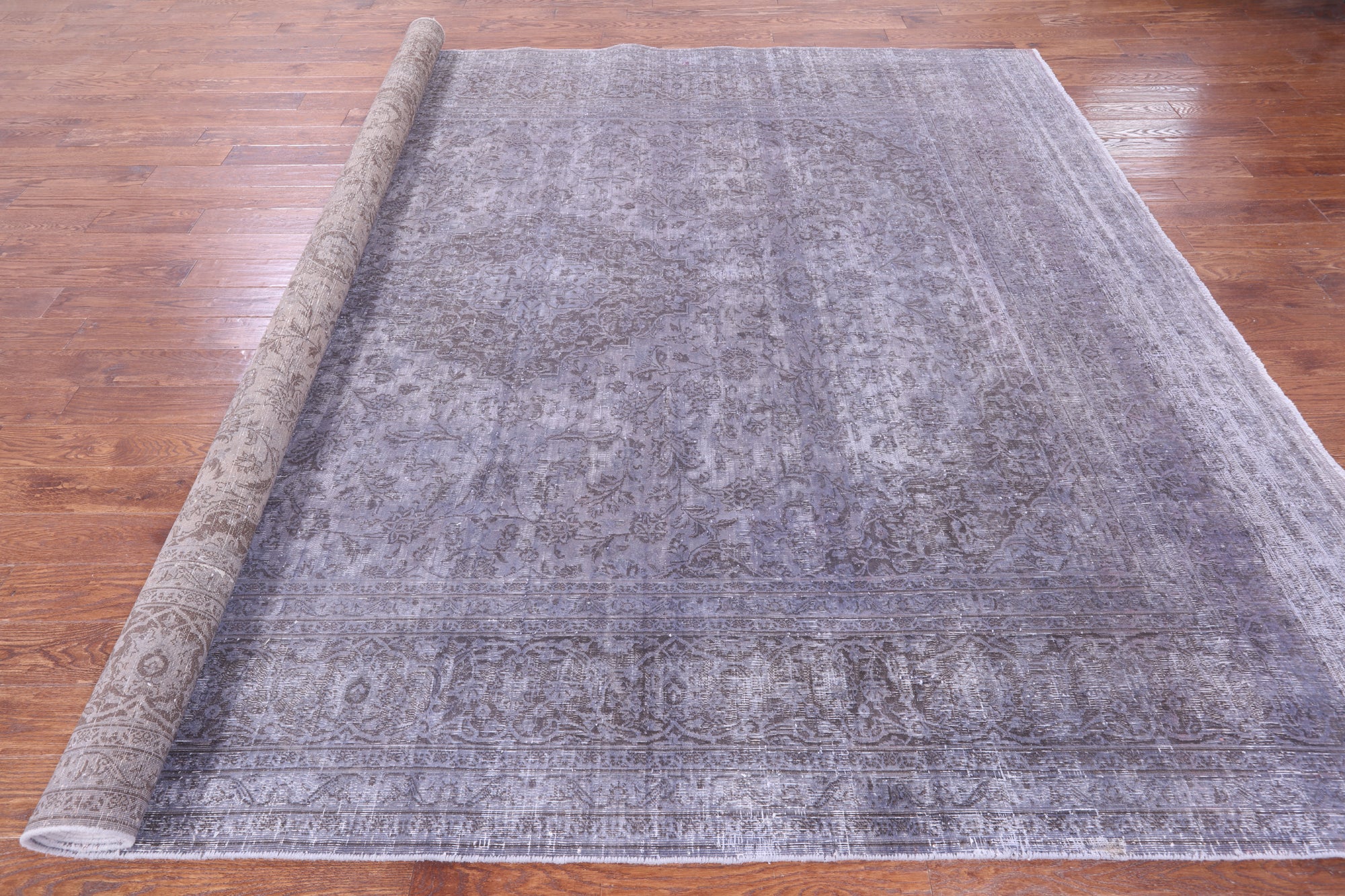 Grey Persian Overdyed Hand Knotted Wool Rug - 9' 8" X 12' 4" - Golden Nile