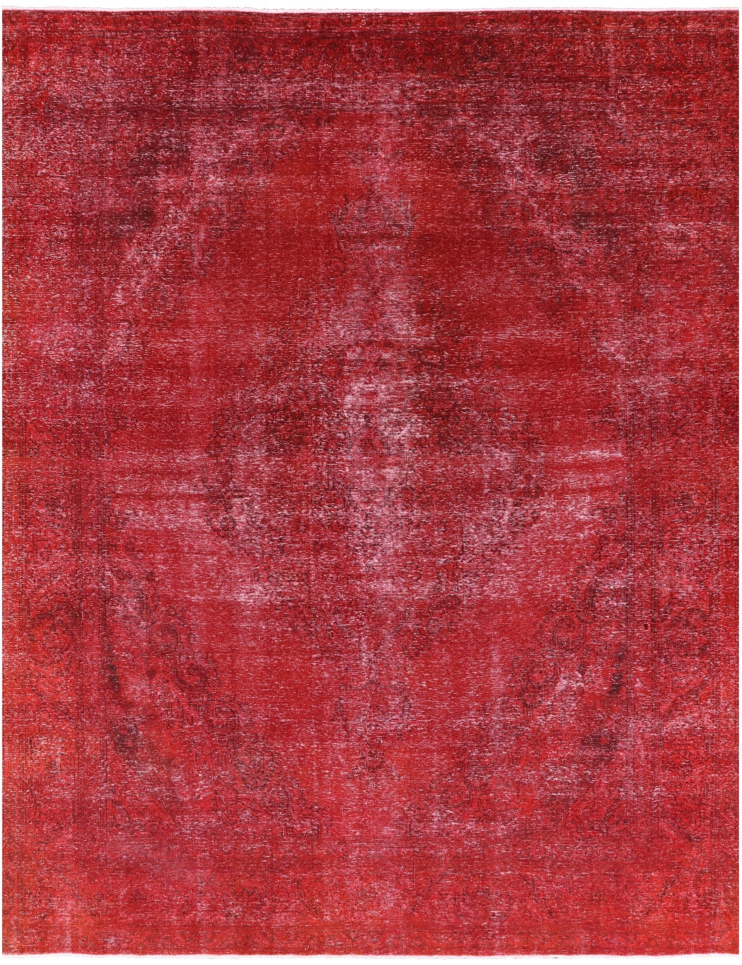 Red Persian Overdyed Hand Knotted Wool Rug - 9' 7" X 12' 7" - Golden Nile