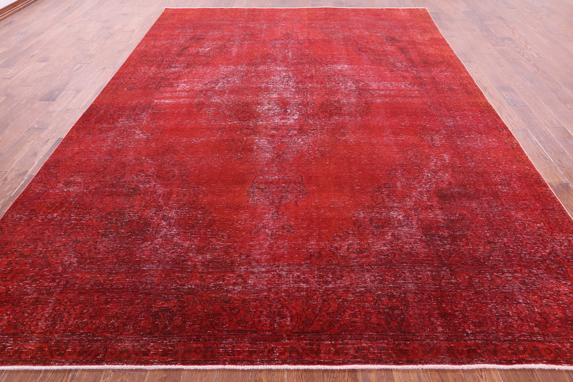 Red Persian Overdyed Hand Knotted Wool Rug - 9' 7" X 12' 7" - Golden Nile