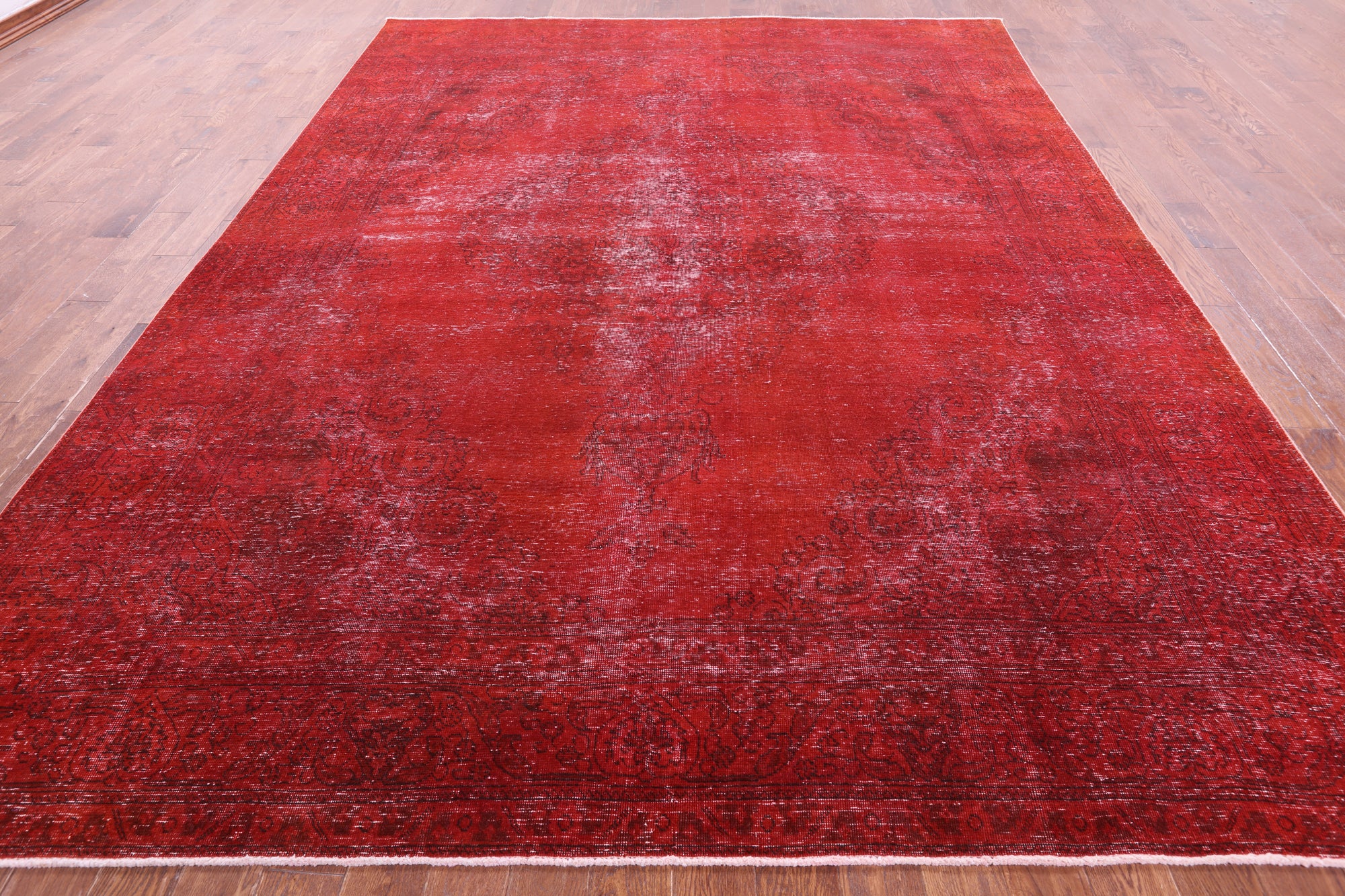 Red Persian Overdyed Hand Knotted Wool Rug - 9' 7" X 12' 7" - Golden Nile
